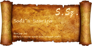 Soós Szorina névjegykártya
